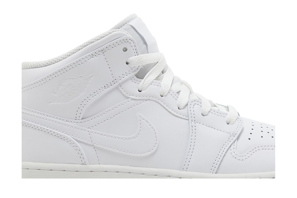 Air Jordan 1 Mid Triple White (GS) - vue de dessus