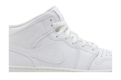 Air Jordan 1 Mid Triple White (GS) - vue de dessus