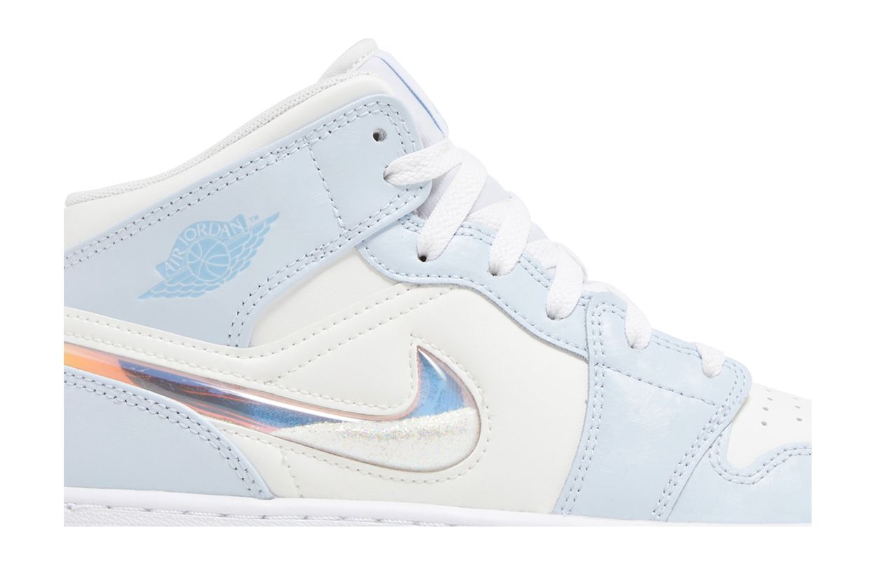 Air Jordan 1 Mid Glitter Swoosh (GS) - vue de dessus